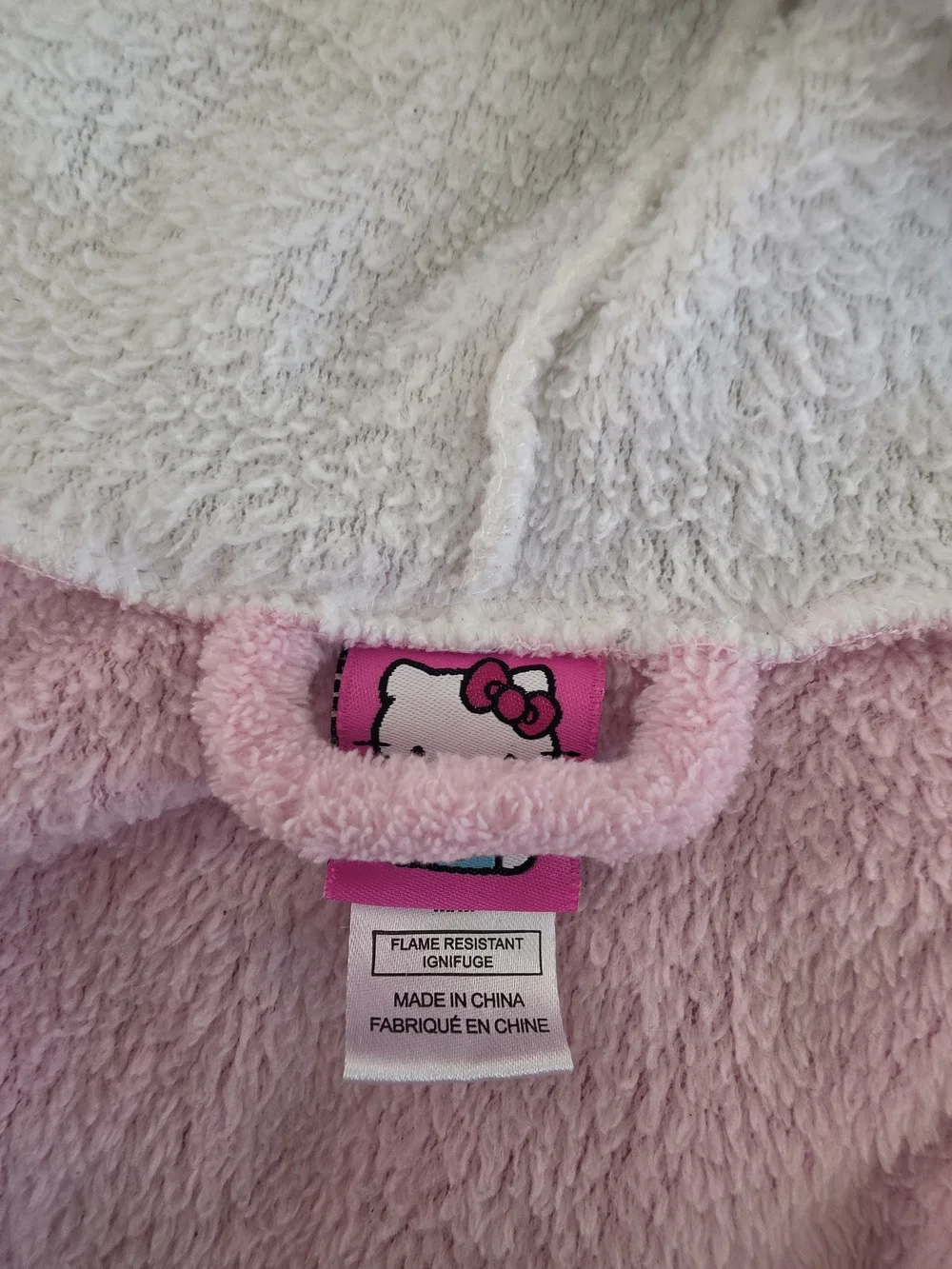 Hello Kitty Plush Hooded Kids Robe in Pink and White